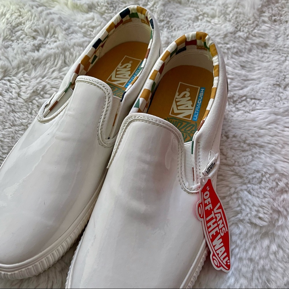 Vans White Slip-On Loafers 10 - Picture 3 of 11